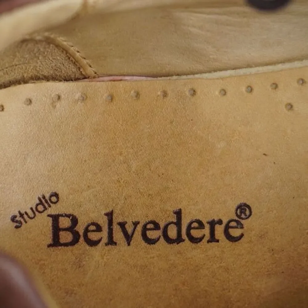 Studio Belvedere Bay Bridge Oxford Size 14D Brown‎ Pebble Leather Dress Lace Up
